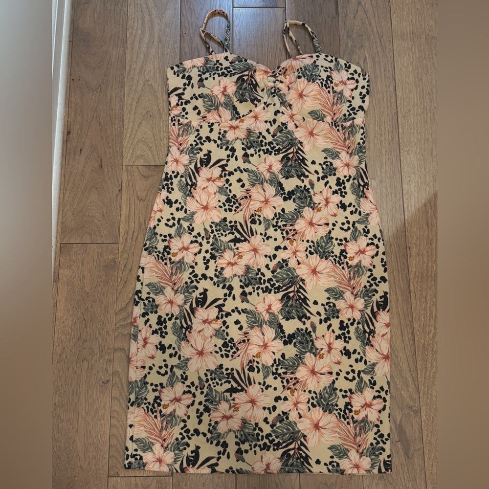 No Boundaries Strapless Floral Dress - Black and Pink